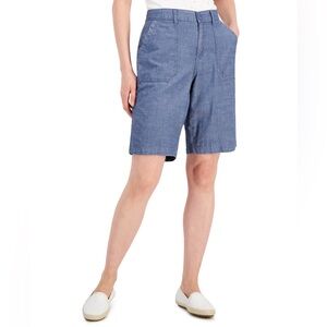 New - Karen Scott Women's Mid Rise Chambray Shorts